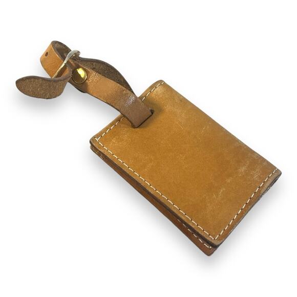 CHRISTIAN DIOR Vintage Tan Leather Luggage Tag 2x3” - Picture 12 of 13